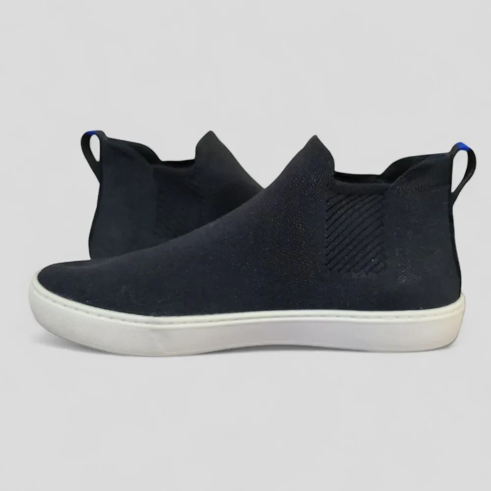 Rothy's The Chelsea Boot Womens Size 10.5 Black Knit Hi Top Comfort Shoe Slip On